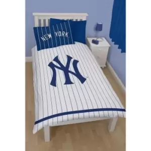 Image of New York Yankees Childrens/Kids Reversible Single Duvet Cover Bedding Set (Single Bed) (Blue/White)