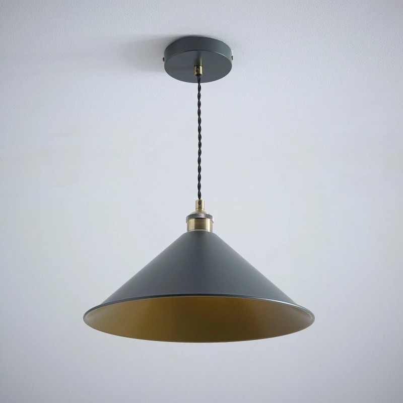 Image of K Living Derby Antique Brass and Charcoal Light Pendant Antique Brass / unisex One Size