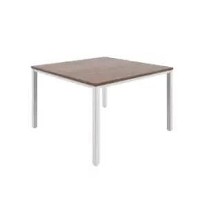 Image of Tc Fraction Infinity 120 x 120 Meeting Table - Dark Walnut with White Legs