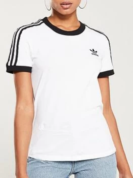 Image of adidas Originals 3 Stripe Tee - White, Size 14, Women