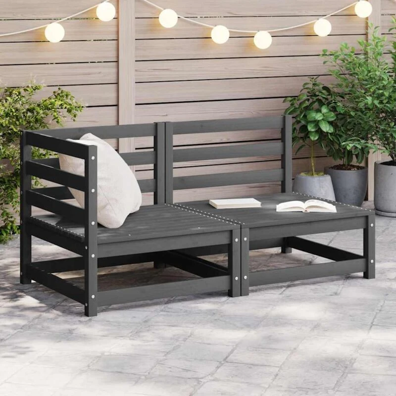Image of VIDAXL 2 Piece Garden Lounge Set Grey Solid Pinewood Vidaxl 8720286355107