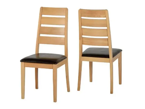 Image of Seconique Logan Set of 2 Oak Dining Chairs