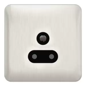 Image of Schneider Electric Lisse Screwless Deco - Unswitched Single Power Socket, Single Pole, Round Pin, 5A, GGBL3080BSS, Stainless Steel with Black Insert,