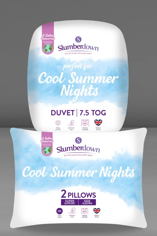 Image of Slumberdown Slumberdown Cool Summer Nights 7.5 Tog Summer Duvet with 2 Firm Support Pillows in White Size: Single White Single Unisex 5061016120224