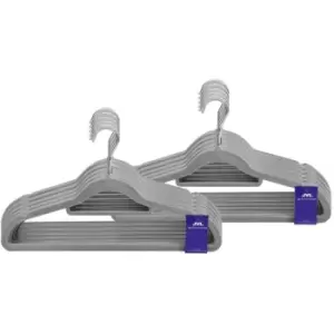 Image of JVL Premium Range Velvet Touch Space Saving Non-Slip Hangers, Medium Grey, Pack of 100