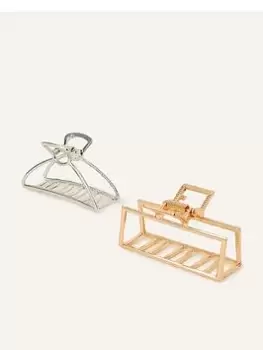 Image of Accessorize 2 X Metal Claw Clips, Assorted, Women