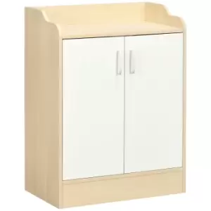 Image of HOMCOM Modern Shoe Cabinet, 2 Door Shoe Storage Cabinet with 3 Shelves for 9 pairs of shoes, Space Saving Shoe Cupboards for Hallways Natural Wood