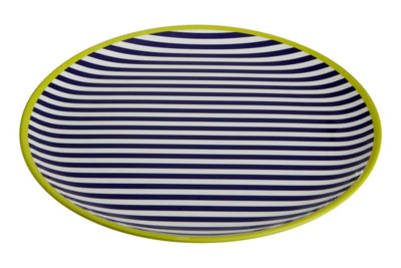 Image of Premier Housewares Floral Design Stripe Tray, Curved Contemporary Dining Tray, Functional Breakfast Tray, Versatile Lunch Tray Multi