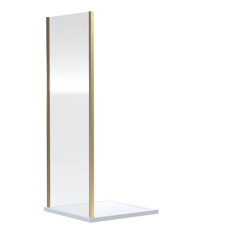 Image of Balterley 6mm Toughened Safety Glass Side Panel - 1900 x 800mm - Brushed Brass Bronze