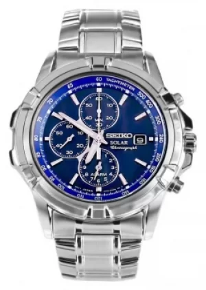Image of Seiko Mens Stainless Steel Blue Dial Solar Power Watch