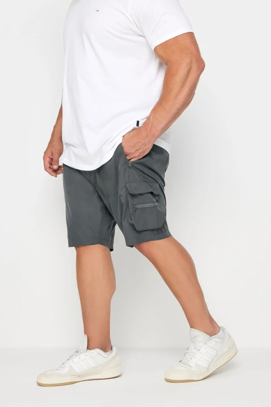 Image of BadRhino BadRhino Men Crinkle Nylon Cargo Shorts in Grey Size: 5-6X-Large Grey 5-6XL Male 5063111340163