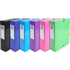 Image of Exacompta Filing Box 50729E A4+ Assorted Glossy Card 25 x 33cm Pack of 6