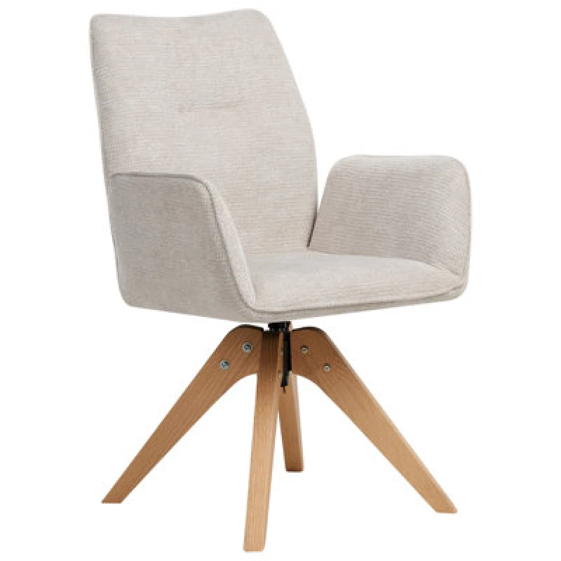 Image of Beliani Dining Chair Swivel Mokena Faux Linen Light Beige
