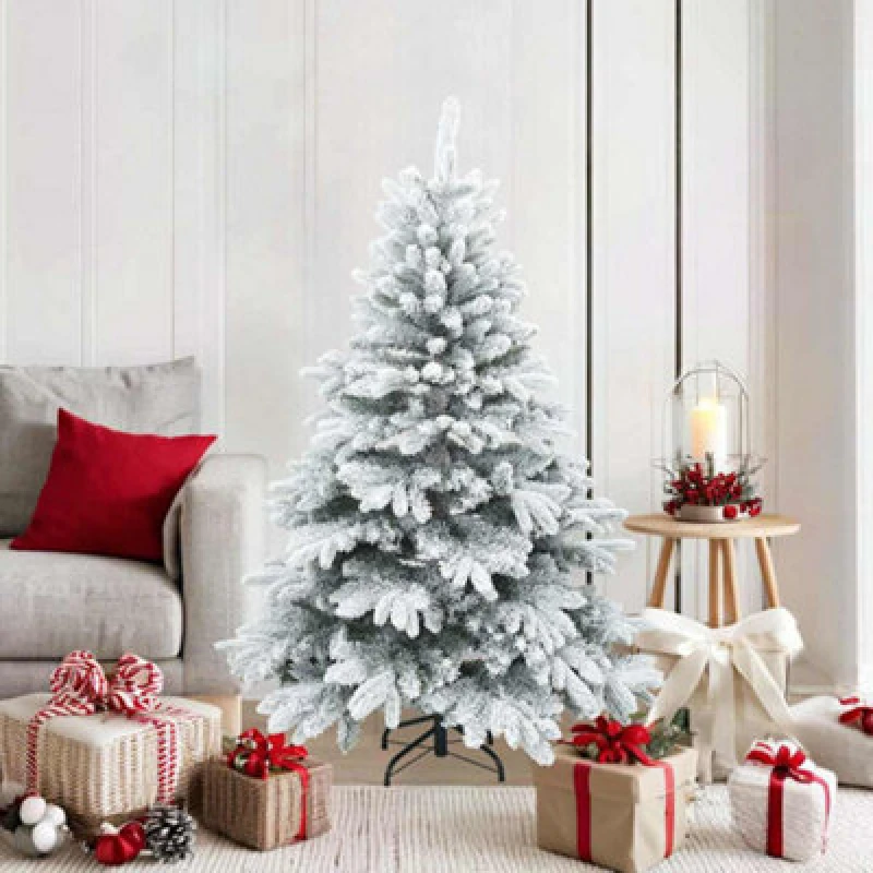 Image of vidaXL Artificial Hinged Christmas Tree Snow Flocked White 150cm, White 42019317