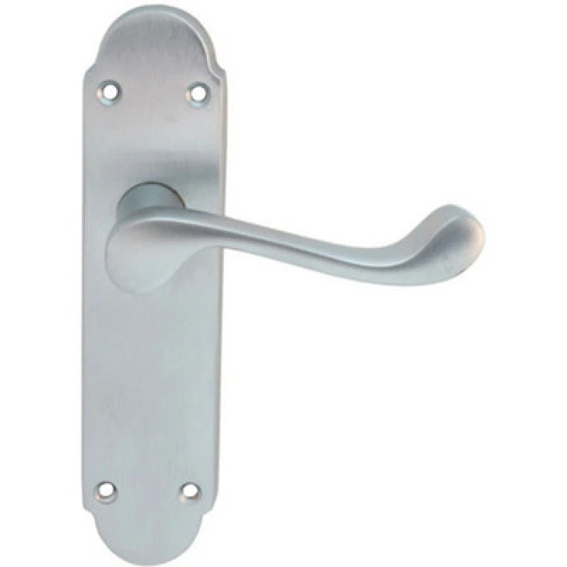 Image of Loops PAIR Victorian Upturned Handle on Latch Backplate 170 x 42mm Satin Chrome Multi