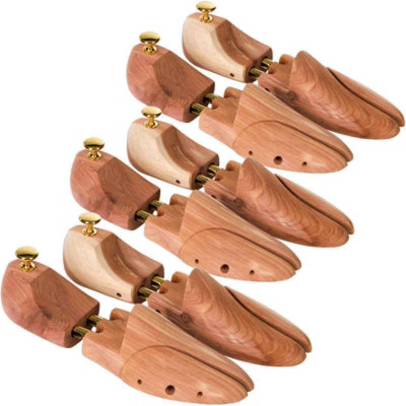 Image of Tectake Shoe Stretcher - 3 Pairs, Cedar Wood & Brass, Absorbs Moisture, For Her & Men 39-41 - Brown