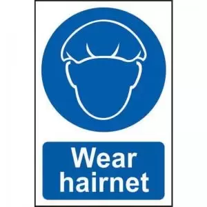 Image of &lsquo;Wear Hairnet&rsquo; Sign; Self-Adhesive Semi-Rigid PVC