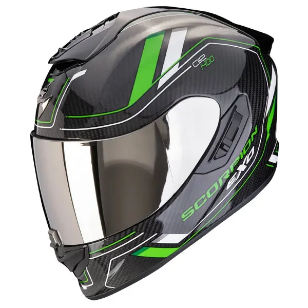 Image of Scorpion EXO-1400 Evo II Carbon Air Mirage Black Green Full Face Helmet M