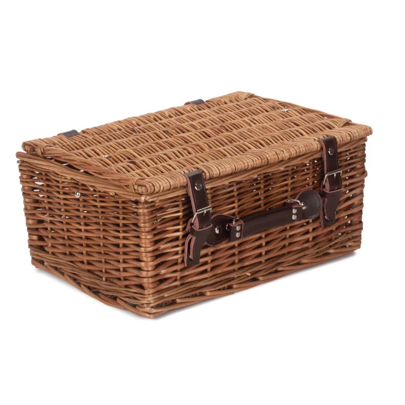 Image of Red Hamper Wicker Double Steamed 40cm Picnic Basket in Brown Brown Unisex