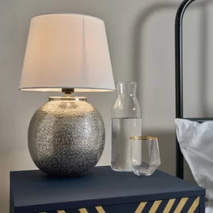 Image of Sina Nickel Table Lamp with White Aspen Shade