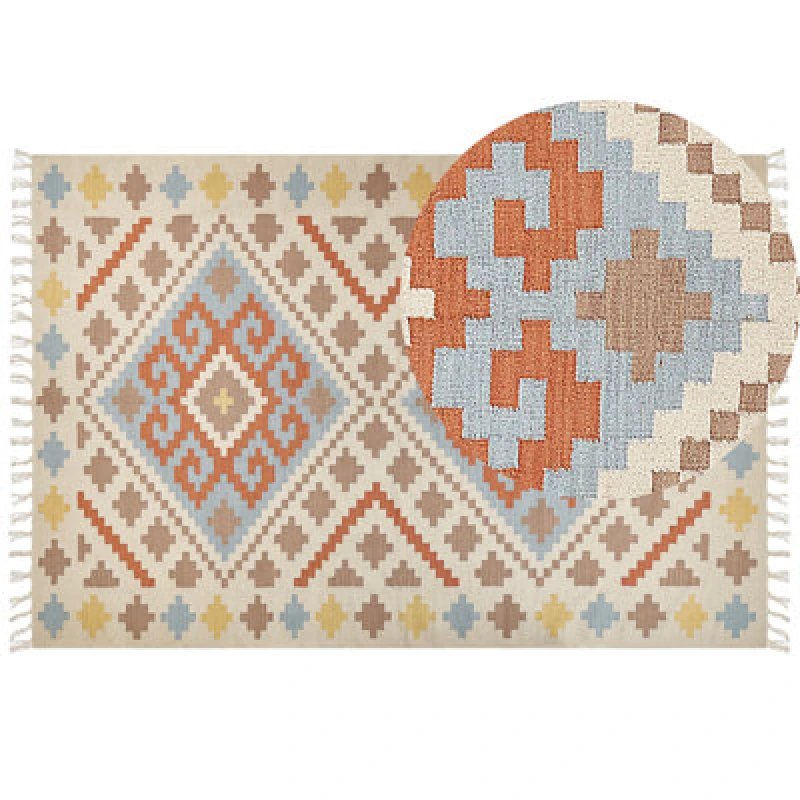 Image of Beliani Rug Atan Multicolour 200 X 300 Cm Cotton Kilim