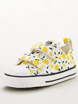 Image of Converse Chuck Taylor All Star 2V Ox Lemon Toddler Trainers - White/Yellow
