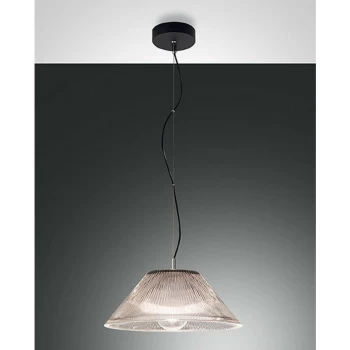 Image of Fabas Luce Lighting - Fabas Luce Salento Dome Pendant Ceiling Lights Transparent Grey Glass, E27