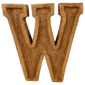 Image of Letter W Hand Carved Wooden Embossed