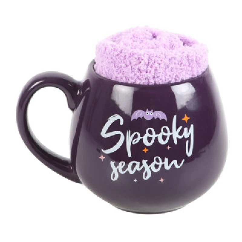 Image of Something Different Something Different Spooky Season Mug and Sock Set in Purple Purple One Size Unisex 5063527806918
