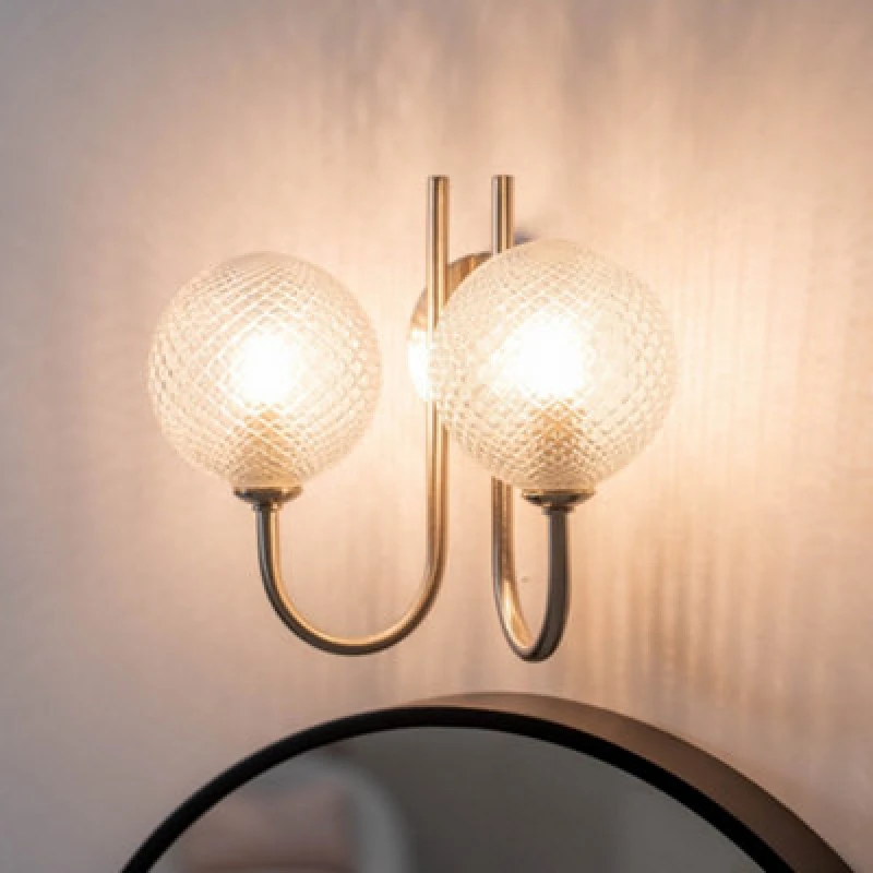 Image of ValueLights ValueLights Elle Brushed Chrome 2 Way IP44 Bathroom Glass Shade Wall Light with LED Bulbs in Silver Silver One Size Unisex 5059406041488