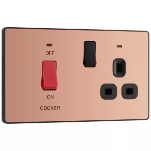 Image of BG Evolve Polished Copper Cooker Control Double Pole Socket & Switch with LED Power Indicators