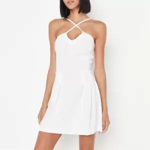 Image of Missguided Cross Halterneck Mini Dress - White