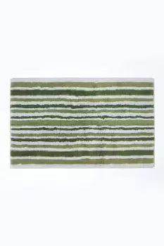 Image of Green Stripe Cotton Bath Mat