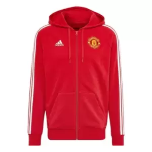 Image of adidas Manchester United 3-Stripes Full-Zip Hoodie Mens - Red