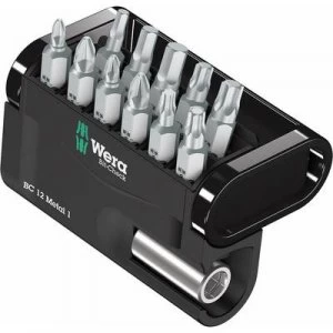 Image of Wera Bit-Check 12 Metal 1 05057424001 Bit set 12 Piece Pozidriv, Phillips, TORX socket, Allen