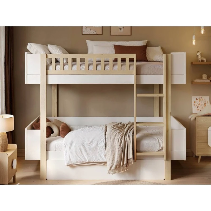 Image of Noomi Kayla Bunk Bed with Storage White Size: EU Single White Unisex EU Single
