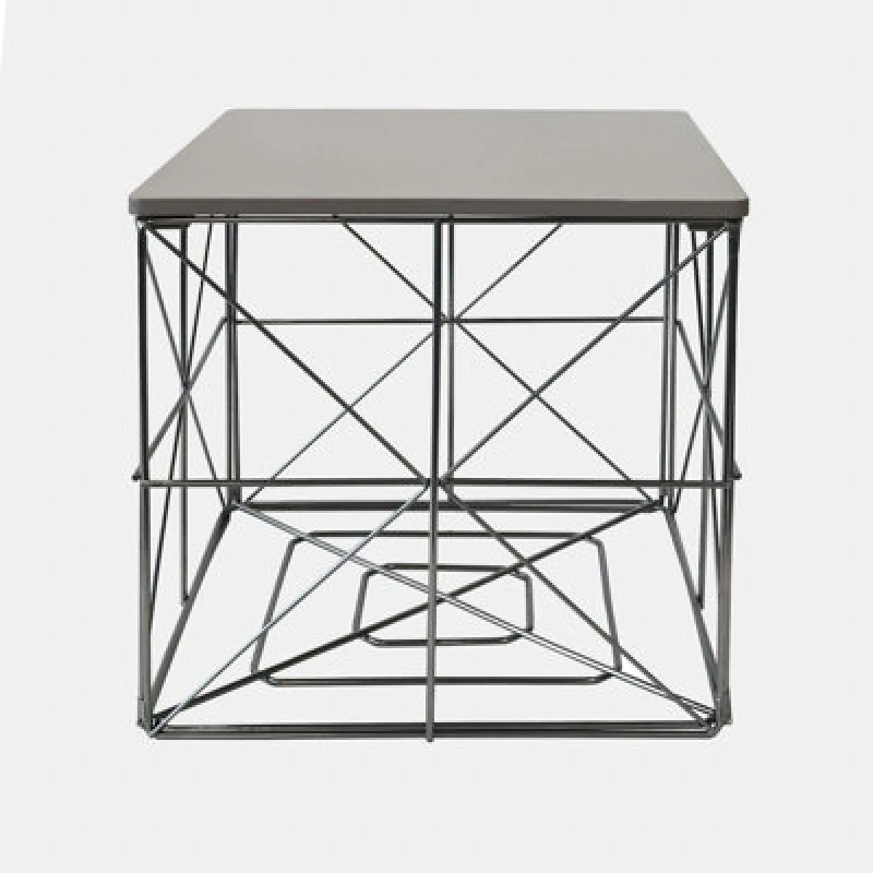 Image of OHS OHS Cube Storage Basket Table Folding Wire Living Room Home Bedroom, Large in Light Grey Light Grey Large Unisex 5027434215188