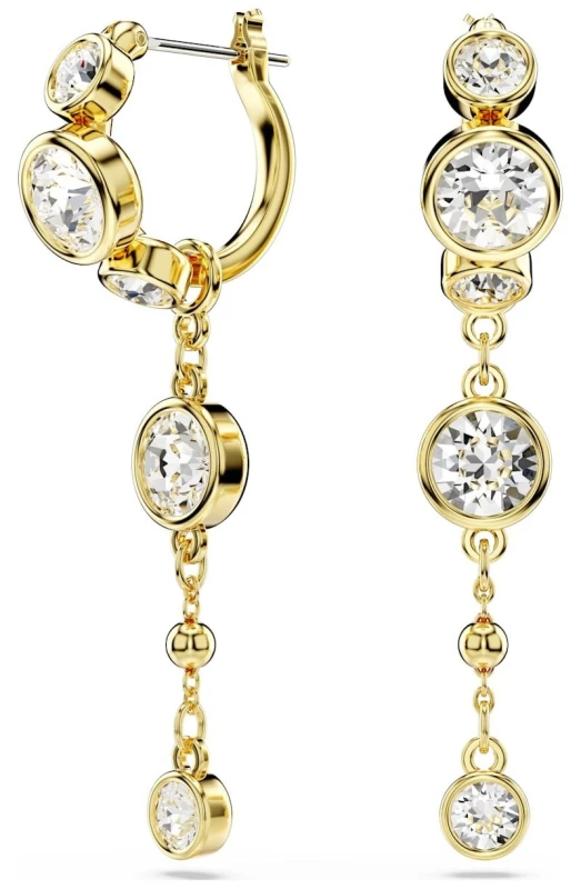 Image of Swarovski Imber Gold Tone Plated Round Cut Crystal Dropper Earrings 5680097 Gold female