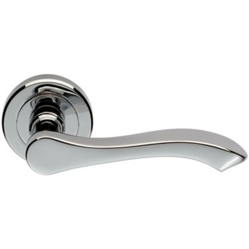 Image of Loops PAIR Scroll Shaped Handle on Chamfered Edged Round Rose Polished Chrome Multi