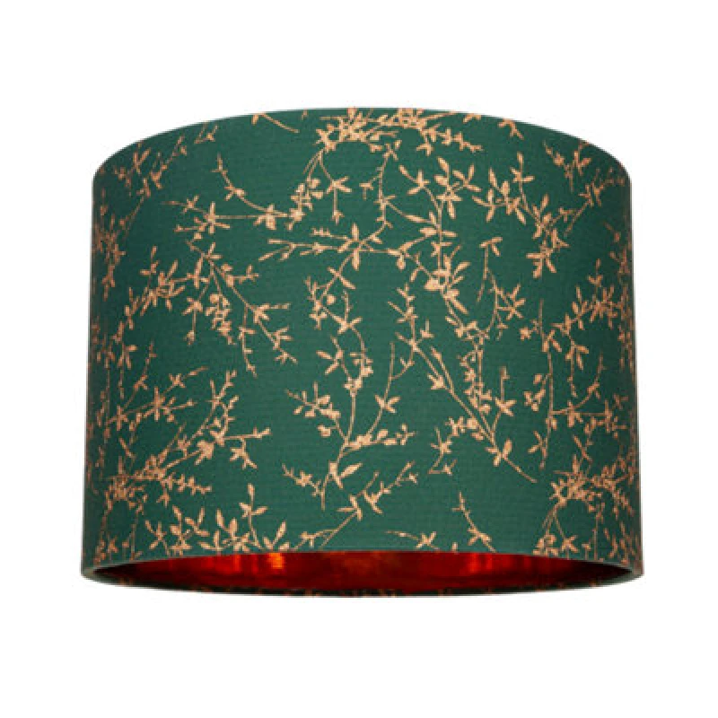 Image of Happy Homewares Modern Forest Green Cotton Fabric 10 Shade With Copper Foil Floral Decoration