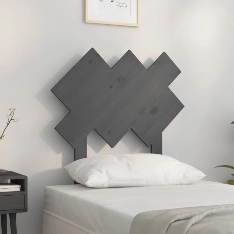 Image of Vidaxl Bed Headboard Grey 72.5X3X81cm Solid Wood Pine, Grey 819197