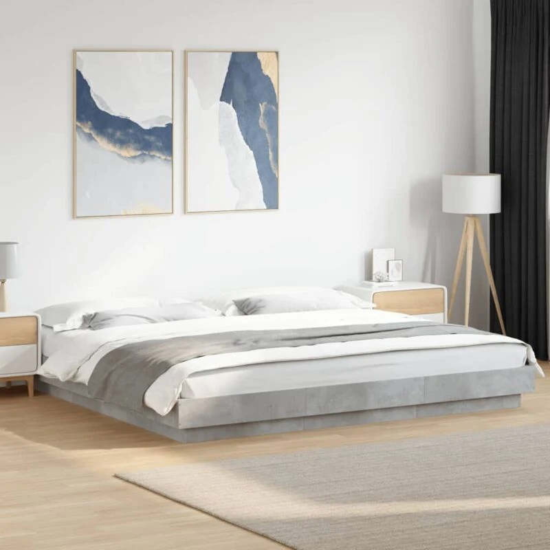 Image of VIDAXL Bed Frame with LED Lights without Mattress Concrete Grey 180x200cm Vidaxl 3281080