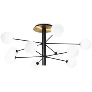 Image of Ideal Lux Cosmopolitan 10 Arm Multi Arm Semi Flush Ceiling Light Black