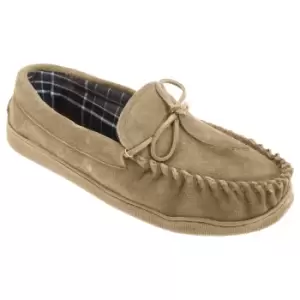 Image of Sleepers Mens Adie Real Suede Moccasin Slippers (12 UK) (Sand)