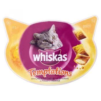 Image of Whiskas Temptations Cat Treats With Chicken and Cheese 60g