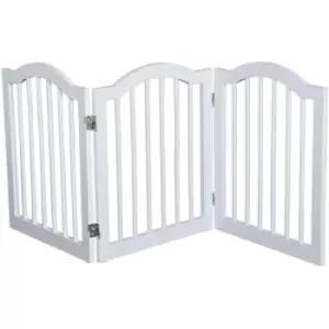 Image of Pawhut - Wooden Foldable Dog Gate Stepover Panel Pet Fence Freestanding Safety Barrier for the House, Doorway, Stairs(White)