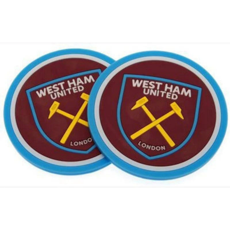 Image of West Ham United FC West Ham United FC Coaster Set Pack of 2 in Dark Red Dark Red One Size Unisex 5059958501133