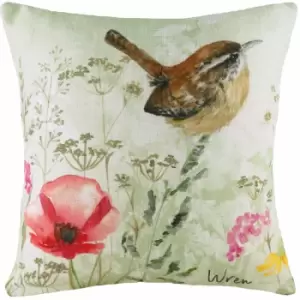 Image of Evans Lichfield - Wren Waterclour Print Cushion Cover, Multi, 43 x 43 Cm