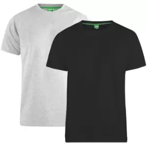 Image of Duke Mens Fenton D555 Round Neck T-Shirts (Pack Of 2) (L) (Black/Grey)