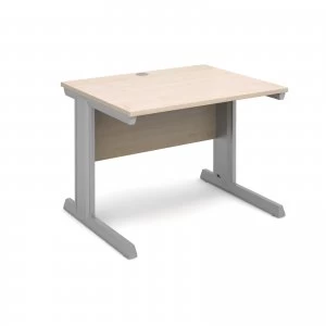 Image of Vivo Straight Desk 1000mm x 800mm - Silver Frame Maple Top